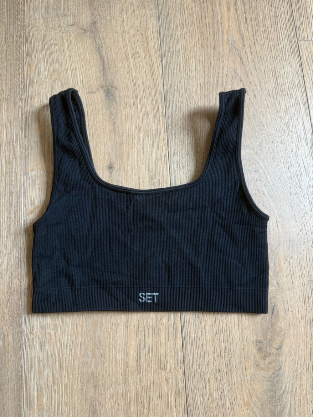 Black Ribbed Scoop Neck Bralette